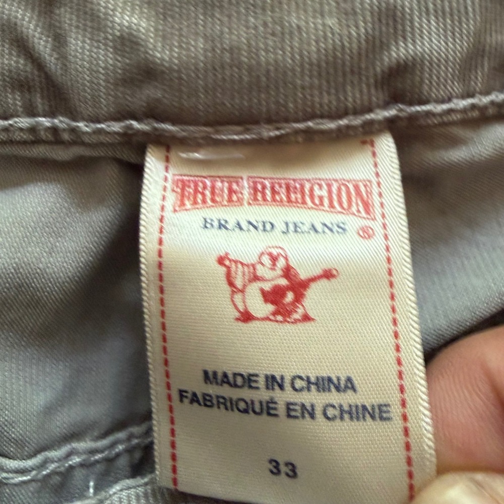 True Religion Ricky Corduroy Pants Mens 33 Grey Straight Leg Flap Pocket Buddha - Picture 4 of 8